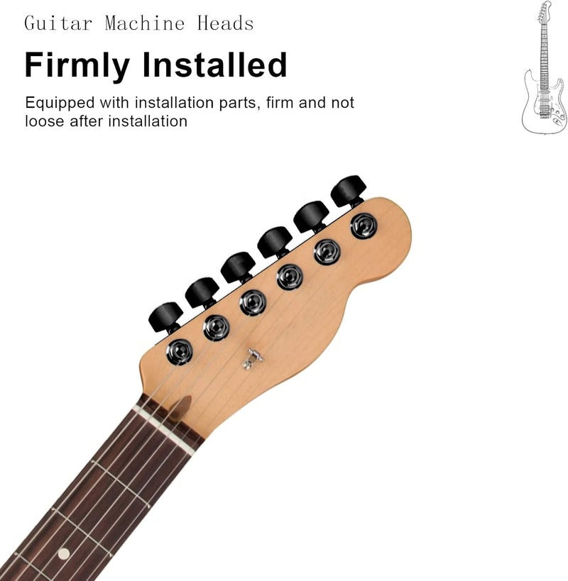 MAXCHEER 6pcs Right Hand Sealed Guitar Tuner Pegs,Big Square Electric Guitar String Tuning Pegs Keys Machine Heads for Fender Strat Stratocaster Tele Telecaster or Electric Guitar(Black, 6R) - Image 4